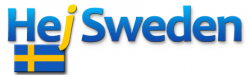 Логотип с текстом "Hej Sweden" и флагом Швеции