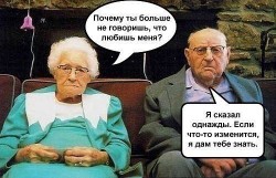 Пара пожилых людей на диване, обсуждают отношения