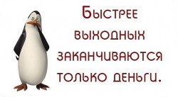 Пингвин с текстом о быстром окончании выходных