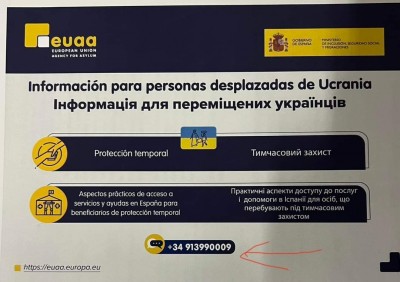Информация для переселенцев из Украины на испанском и украинском языках