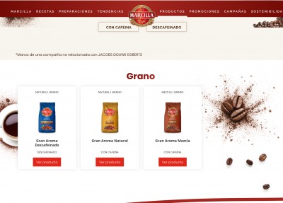 Продукты кофе Maricilla с различными ароматами и сортами