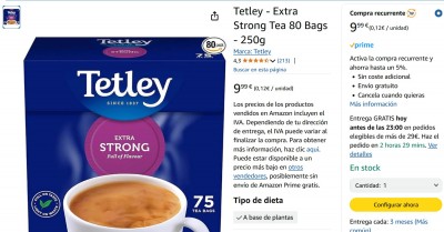 Чай Tetley Extra Strong в упаковке на 80 пакетиков