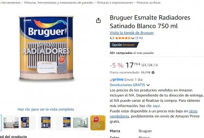 Банка белой краски для радиаторов Bruguer 750 мл